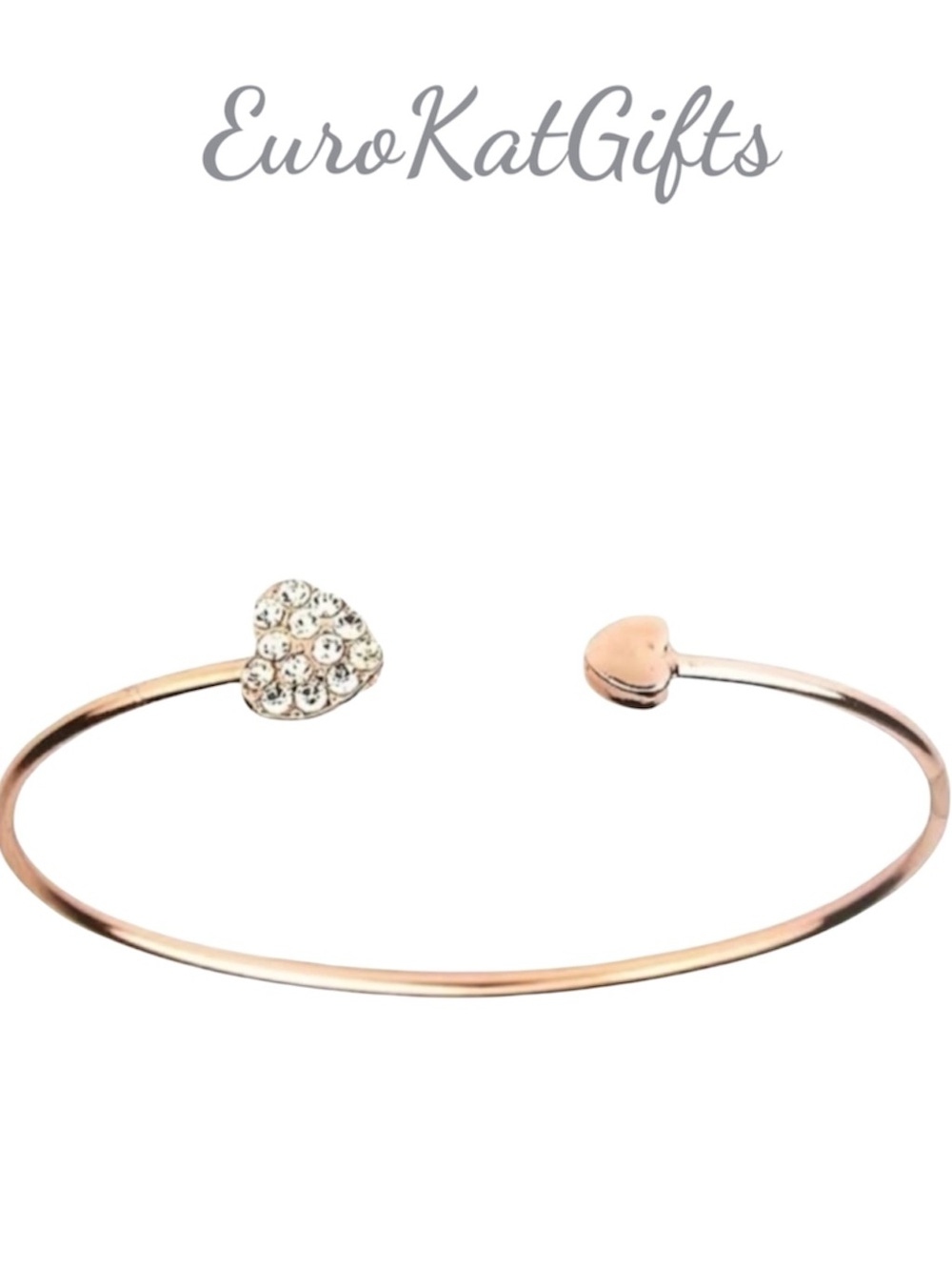 Gold Cuff Bracelet Heart Arrow Cuff Gold plate Stainless Steel NEW Minimalist